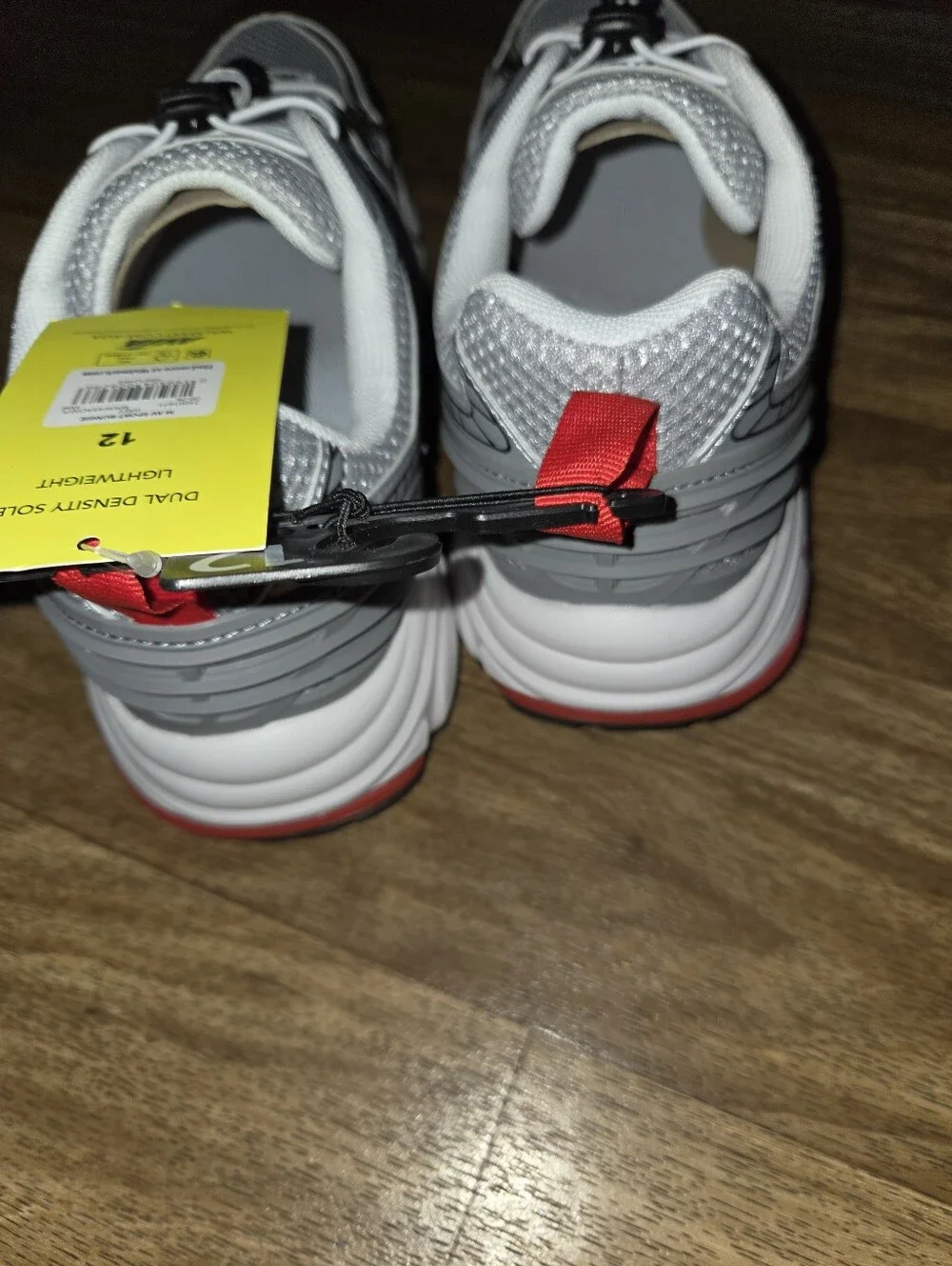 Avia Men’s Silver and Black Athletic Running Shoes with Red Accents